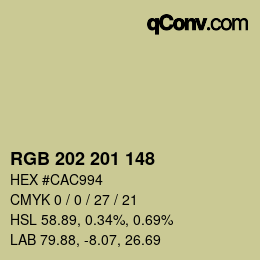 カラーコード: RGB 202 201 148 | qconv.com