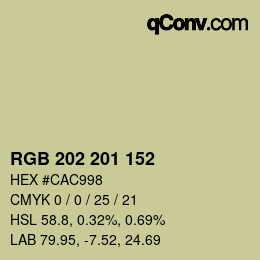 Color code: RGB 202 201 152 | qconv.com