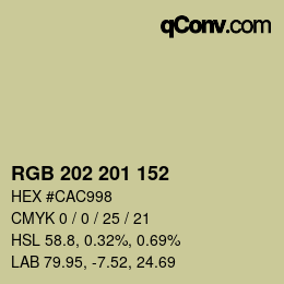 Color code: RGB 202 201 152 | qconv.com