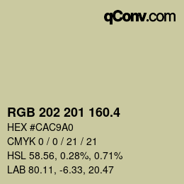カラーコード: RGB 202 201 160.4 | qconv.com