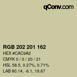 Color code: RGB 202 201 162 | qconv.com