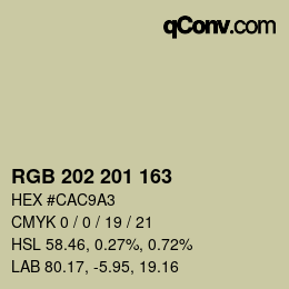 Color code: RGB 202 201 163 | qconv.com