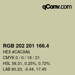 カラーコード: RGB 202 201 166.4 | qconv.com