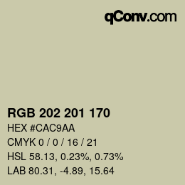 カラーコード: RGB 202 201 170 | qconv.com
