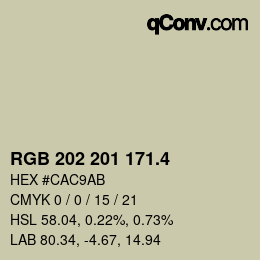 カラーコード: RGB 202 201 171.4 | qconv.com