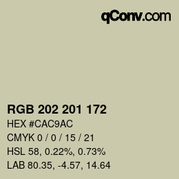 Código de color: RGB 202 201 172 | qconv.com
