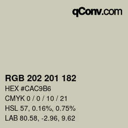 Color code: RGB 202 201 182 | qconv.com