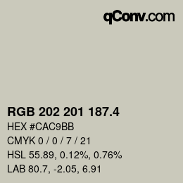 カラーコード: RGB 202 201 187.4 | qconv.com