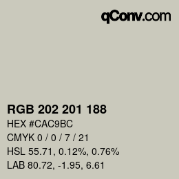 カラーコード: RGB 202 201 188 | qconv.com