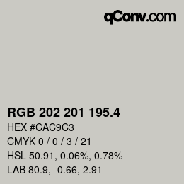カラーコード: RGB 202 201 195.4 | qconv.com