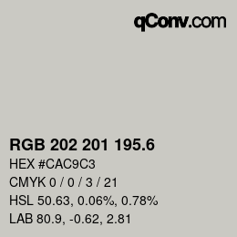 カラーコード: RGB 202 201 195.6 | qconv.com