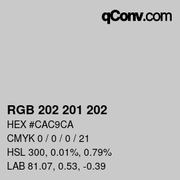 颜色代码: RGB 202 201 202 | qconv.com