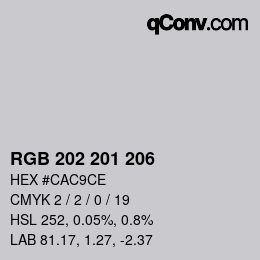 カラーコード: RGB 202 201 206 | qconv.com