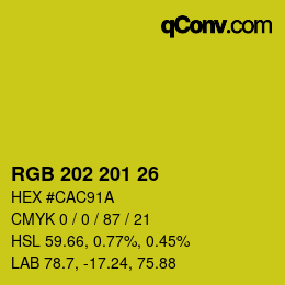 Color code: RGB 202 201 26 | qconv.com