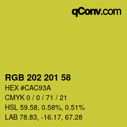 Color code: RGB 202 201 58 | qconv.com