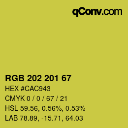 Color code: RGB 202 201 67 | qconv.com