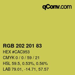 Color code: RGB 202 201 83 | qconv.com