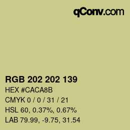 Color code: RGB 202 202 139 | qconv.com