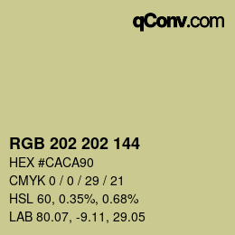 カラーコード: RGB 202 202 144 | qconv.com