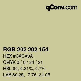 Color code: RGB 202 202 154 | qconv.com