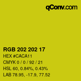 Color code: RGB 202 202 17 | qconv.com