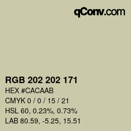 颜色代码: RGB 202 202 171 | qconv.com