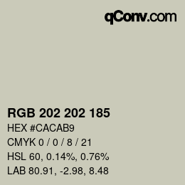 カラーコード: RGB 202 202 185 | qconv.com