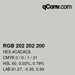 カラーコード: RGB 202 202 200 | qconv.com