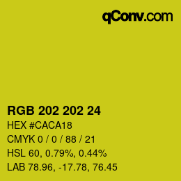 カラーコード: RGB 202 202 24 | qconv.com