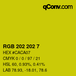 カラーコード: RGB 202 202 7 | qconv.com