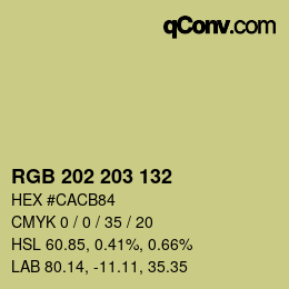 Color code: RGB 202 203 132 | qconv.com