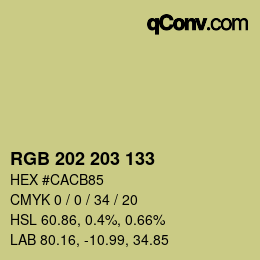 カラーコード: RGB 202 203 133 | qconv.com