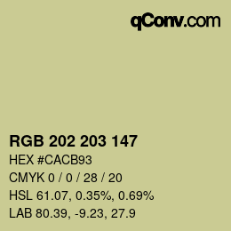 Farbcode: RGB 202 203 147 | qconv.com