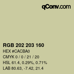 カラーコード: RGB 202 203 160 | qconv.com