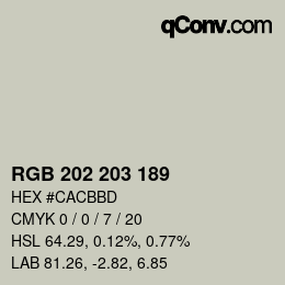 颜色代码: RGB 202 203 189 | qconv.com