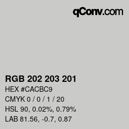 カラーコード: RGB 202 203 201 | qconv.com