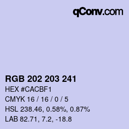 颜色代码: RGB 202 203 241 | qconv.com