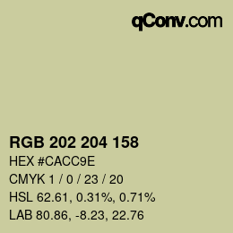 颜色代码: RGB 202 204 158 | qconv.com