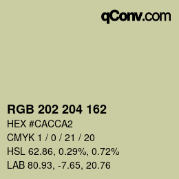 Color code: RGB 202 204 162 | qconv.com