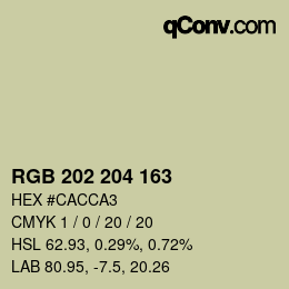 颜色代码: RGB 202 204 163 | qconv.com