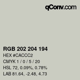 颜色代码: RGB 202 204 194 | qconv.com