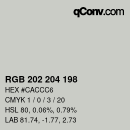 Color code: RGB 202 204 198 | qconv.com