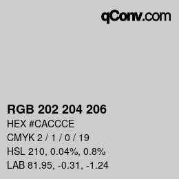 颜色代码: RGB 202 204 206 | qconv.com