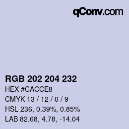 颜色代码: RGB 202 204 232 | qconv.com