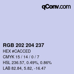 颜色代码: RGB 202 204 237 | qconv.com
