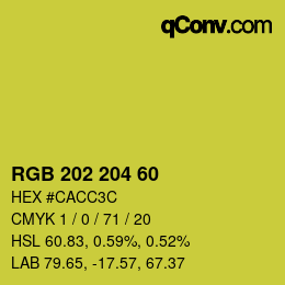 颜色代码: RGB 202 204 60 | qconv.com