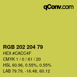 Color code: RGB 202 204 79 | qconv.com