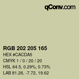 カラーコード: RGB 202 205 165 | qconv.com