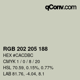 Código de color: RGB 202 205 188 | qconv.com