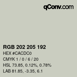 カラーコード: RGB 202 205 192 | qconv.com